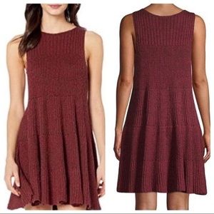 🧶 S Free People tunic or dress 🌺 17-21” PTP wine burgundy knit A swing dress